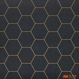 undefined-Vitrified Black Geometric Floor and Wall Tile Code36650 (400x400mm, Matt)