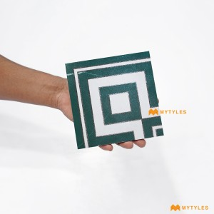 White and Green Carpet Tile Code30751
