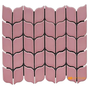 undefined-Pink Chevron Glossy Vitrified Mosaic Tile Code39291 285x310mm 20PcsPk