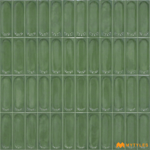 undefined-Ceramic Green Geometric Wall Tile Code27547 (300x600mm, Glossy)