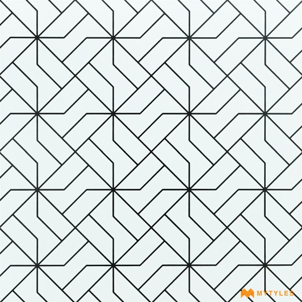 Moroccan Tiles-White and Black Moroccan Floor and Wall Tile Code27898 (600x600mm, Matt)