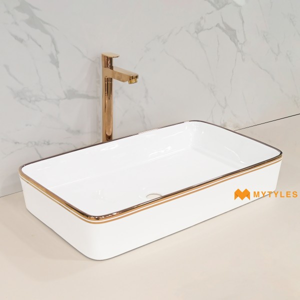 Table Top Wash Basin-Ceramic White Designer Wash Basin Code33580 (350x450mm, Glossy)