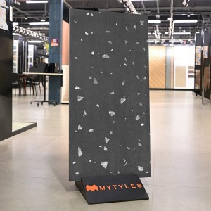 undefined-Black Terrazzo Floor and Wall Tile Code36982 (600x1200mm, Carving Matt)