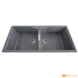 undefined-Futura Kitchen Sink - Quartz Series FS 4520 NQ Grey Code14148 (45x20 Inch,Double Bowl)