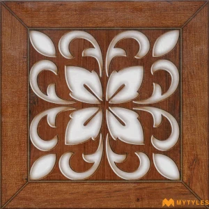 undefined-Chestnut Floral Marquetry Carving Matt Ceramic Inlay Tile Code40645 300x300mm