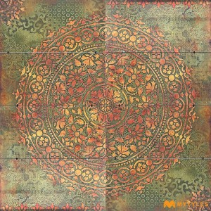 undefined-Vitrified Green Mural Wall Tile Code27641  (8x8Feet, Matt)