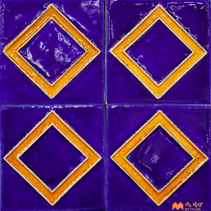 undefined-Ceramic Blue Decorative Wall Tile Code32940 (100x100mm, Glossy, 9Pc in Box)