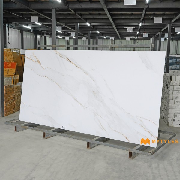 Glazed Vitrified-Vitrified White Slab Floor and Wall Tile Code29112 (1200x2400mm, Matt)