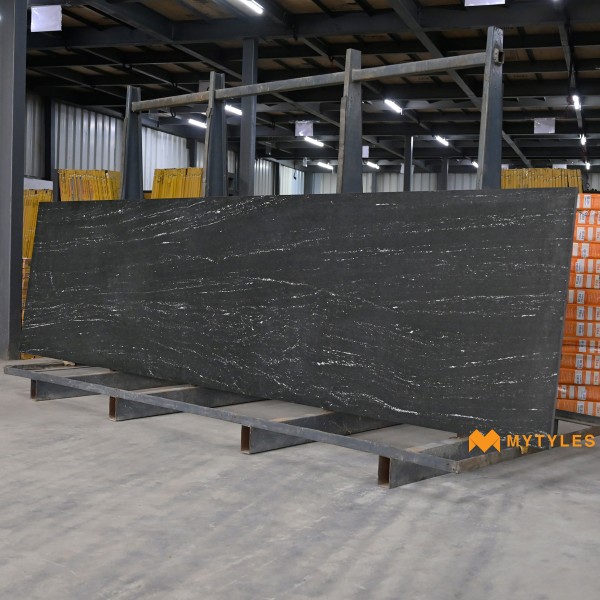 Marble Tiles-Vitrified Black Slab Floor and Wall Tile Code22048 (790x3000mm, Matt)