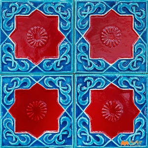 undefined-Ceramic Blue Decorative Wall Tile Code32942 (100x100mm, Glossy, 9Pc in Box)