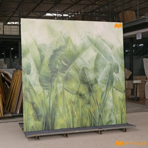 undefined-Vitrified Green Tropical Floor and Wall Tile Code35775A/B (1200x2400mm, Matt)