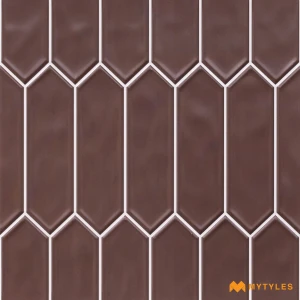 undefined-Penny Brown Picket Ceramic Geometric Wall Tile Code39465 300x300mm 11Pc