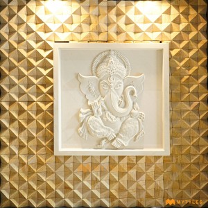 undefined-Mint Stone Vinayaka Stone Mural Code33214 (600x600mm, Stone)-MYTMU046 
