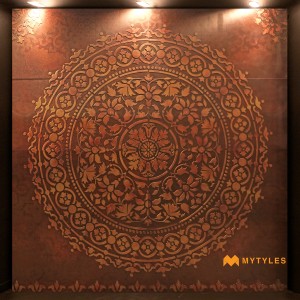undefined-Vitrified Brown Mural Wall Tile Code27642 (4x8Feet, Matt)