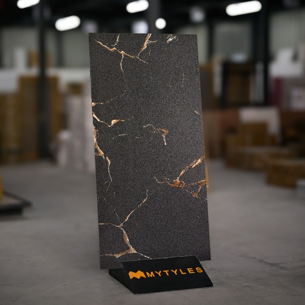 Vitrified Tiles-Vitrified Black Floor and Wall Tile Code32339 (600x1200mm, Matt)