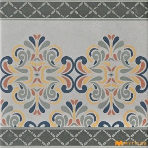 undefined-Vitrified Gray Carpet Border Floor and Wall Tile Code38648HL1 (200x200mm, Matt)