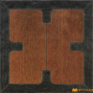 undefined-Ebony Frame Brown Cross Inlay Carving Matt Ceramic Tile Code40646 300x300mm