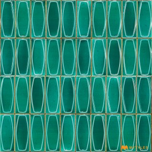 undefined-Ceramic Green Geometric Wall Tile Code28421 (300x600mm, Glossy)