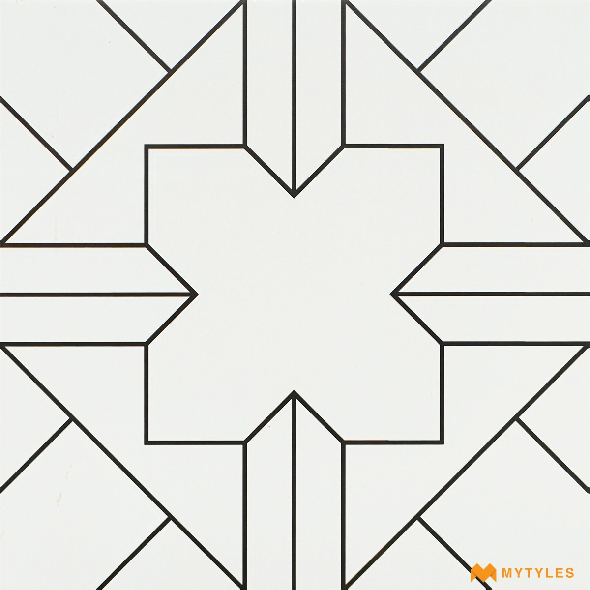 Buy 1x1 Feet White and Black Moroccan Wall & Floor Tile code26900 Online