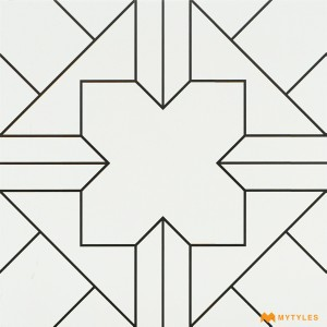 undefined-Vitrified White and Black Moroccan Tile Code26900 (300x300mm, Matt)