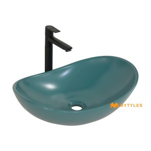 undefined-Ceramic Green Table Top Wash Basin Code27634 (580x360x155mm, Matt)