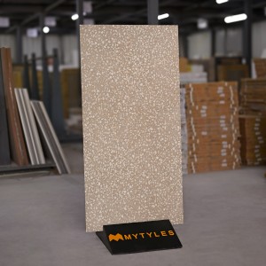 undefined-Vitrified Brown Terrazzo Floor and Wall Tile Code32522 (600x1200mm, Matt)