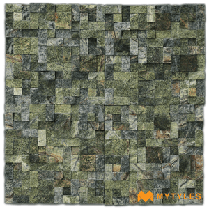 undefined-Natural Stone Cladding MYT058 - Bidasar Green Random Mosaic