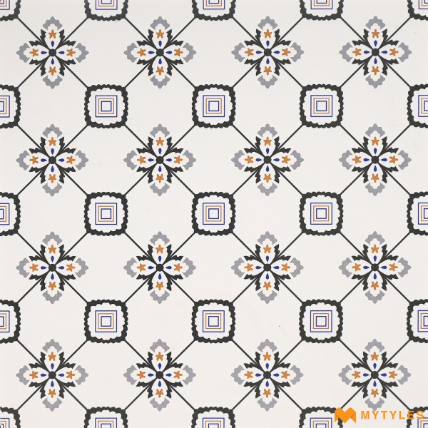 Moroccan Tiles-White and Gray Moroccan Floor and Wall Tile Code30939 (600x600mm, Matt)