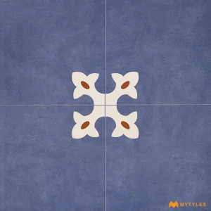 undefined-Blue Athangudi Floor and Wall Tile Code37973 (600x600mm, Satin)