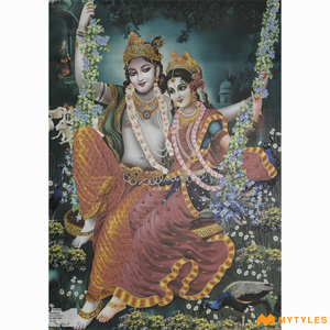 undefined-Poster Wall Tile -Krishna PO6017 (3x1.5 Feet, Matt, 3Pcs)
