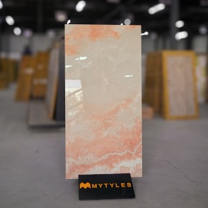 undefined-Vitrified Pink Floor and Wall Tile Code9827 (600x1200mm, Glossy)