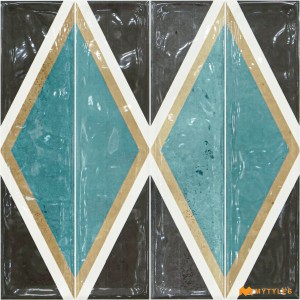 undefined-Ceramic Black and Blue Subway Wall Tile Code31471 (300x300mm, Glossy)