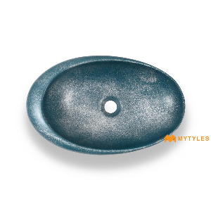 undefined-Quartz Turquoise Silver Wash Basin Code16866 (280x460mm, Matt)