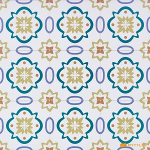 undefined-White and Blue Moroccan Floor and Wall Tile Code36701 (600x600mm, Matt)