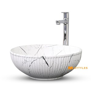 undefined-Ceramic White Wash Basin Code36020 (380x380x140mm, Matt)