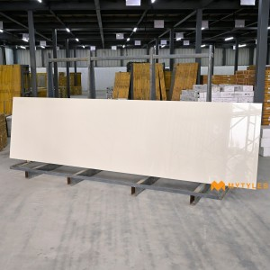 undefined-Vitrified Cream Slab Floor and Wall Tile Code25873 (790x3000x15mm, Glossy)