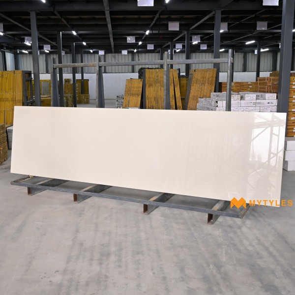 Glazed Vitrified-Vitrified Cream Slab Floor and Wall Tile Code25873 (790x3000mm, Glossy)